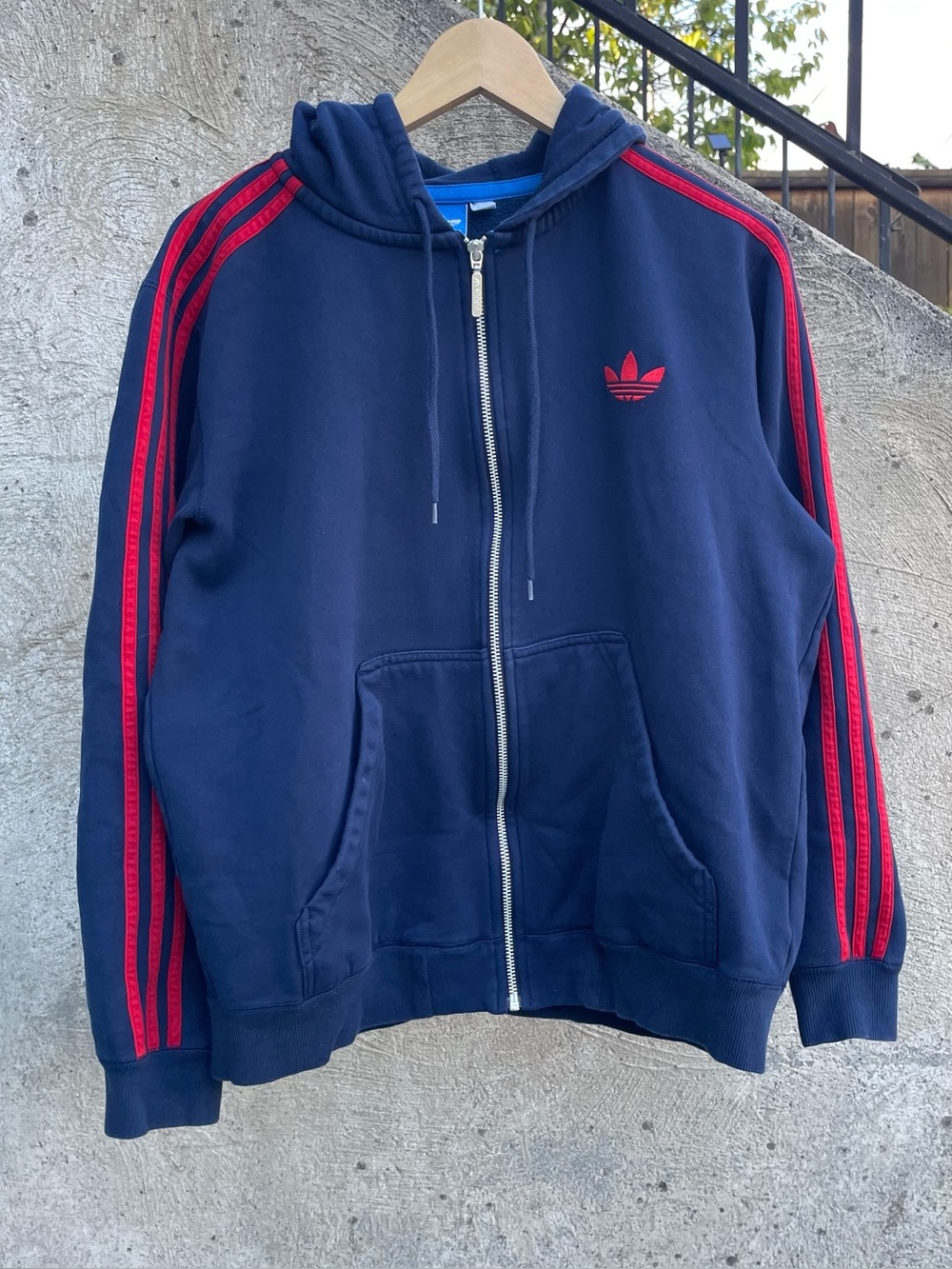 Blue and red Adidas Originals full zip hoodie size large